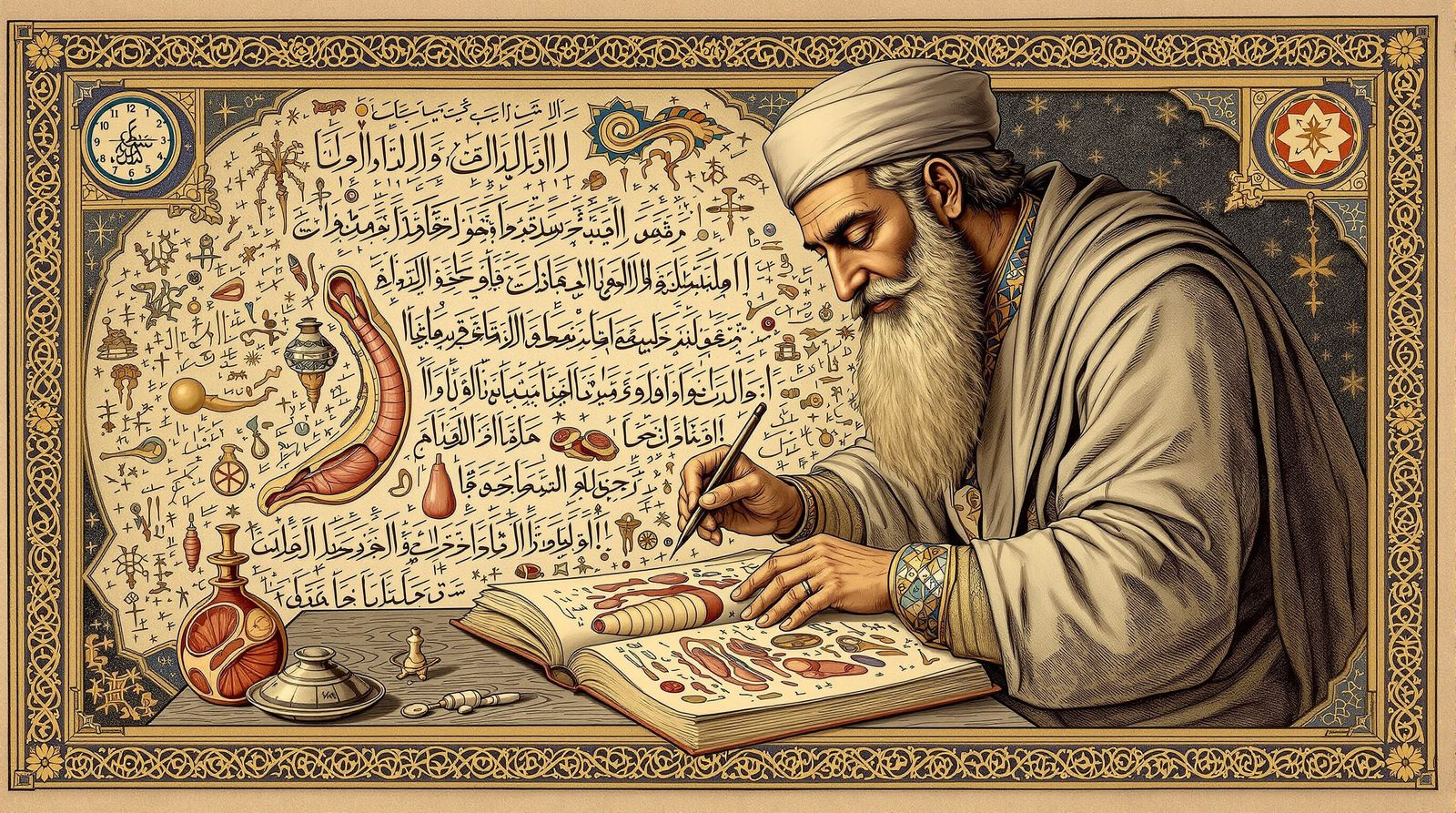 Ibn Sina's Anatomy Study in Medieval Islamic Style