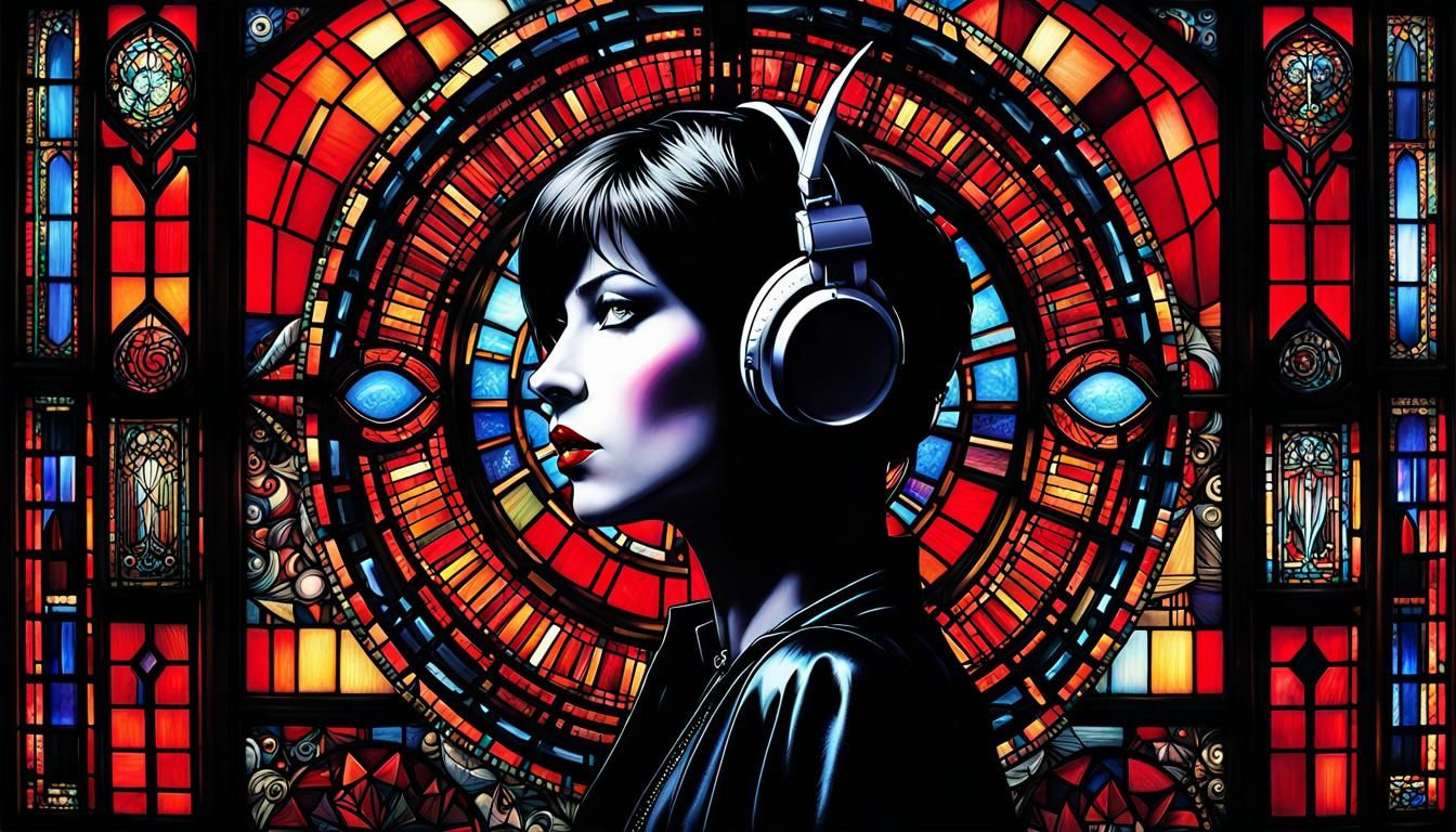 Gothic Art Deco Mixed Media Portrait