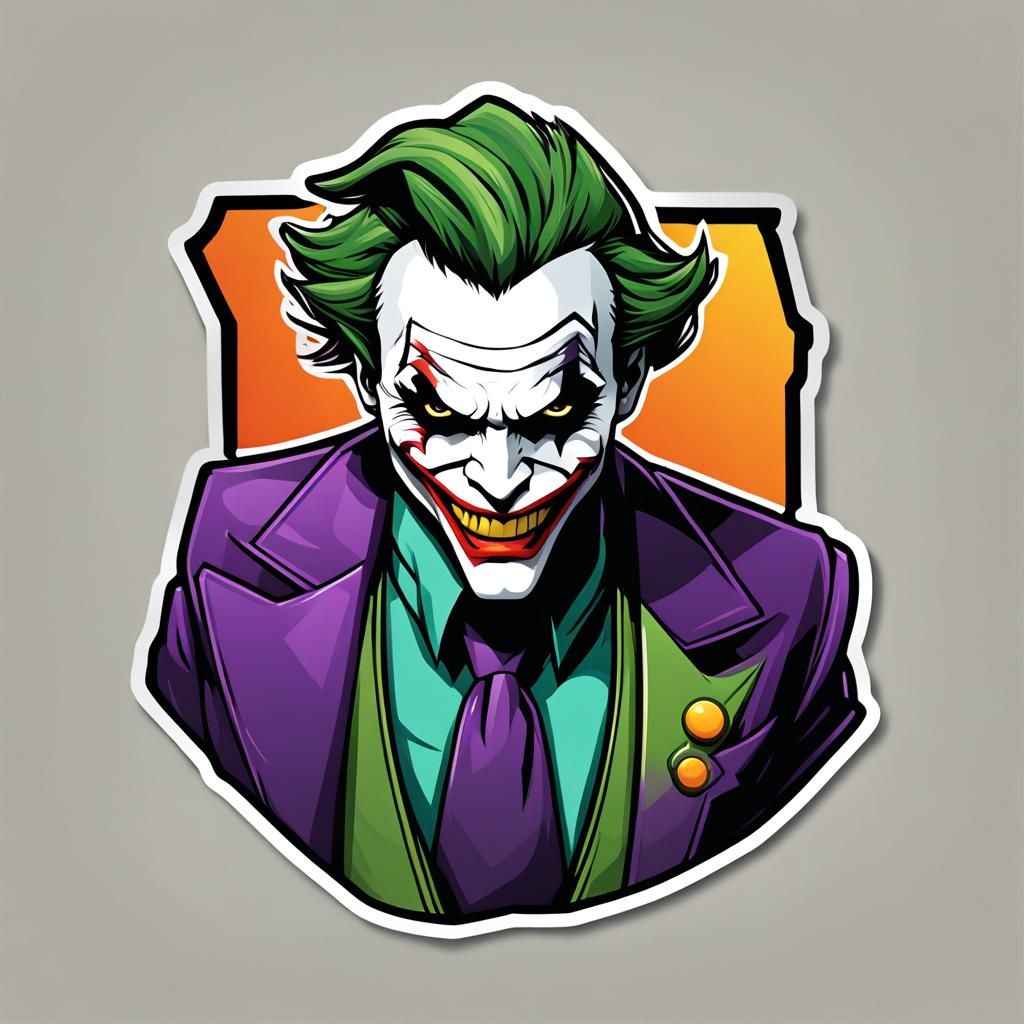 The Joker Logo Sticker Design in Fine Outline Style