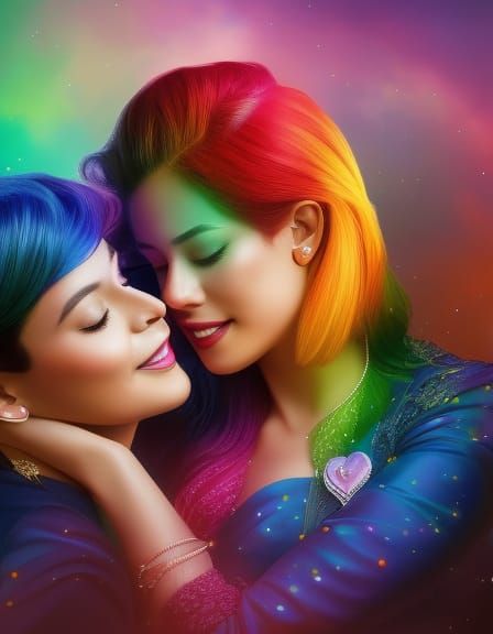 Rainbow Kiss: A Lesbian Couple Portrait