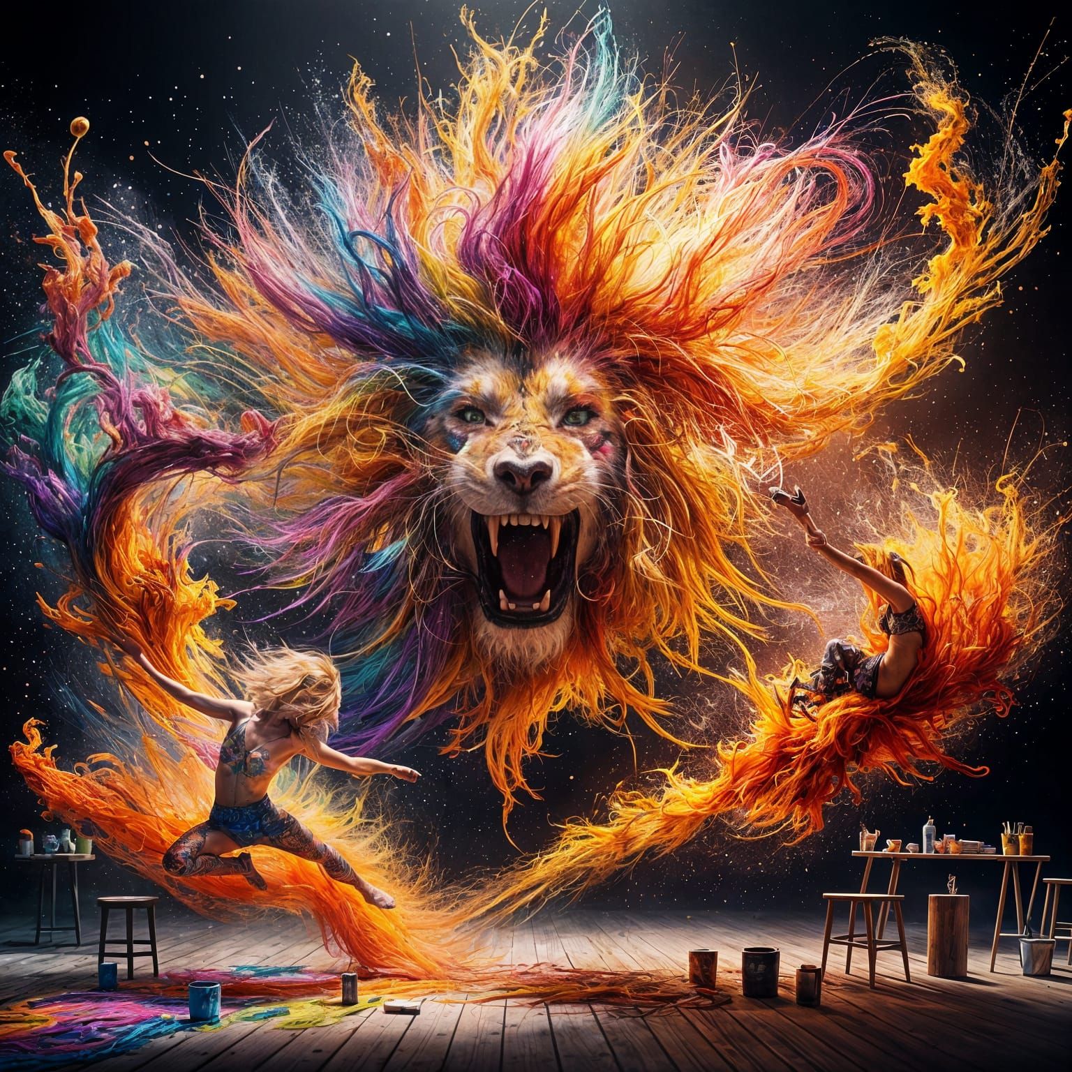 Fiery Lion Transformation: Paint to Life