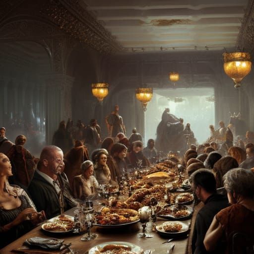 Grand Thanksgiving Feast: Detailed Matte Painting