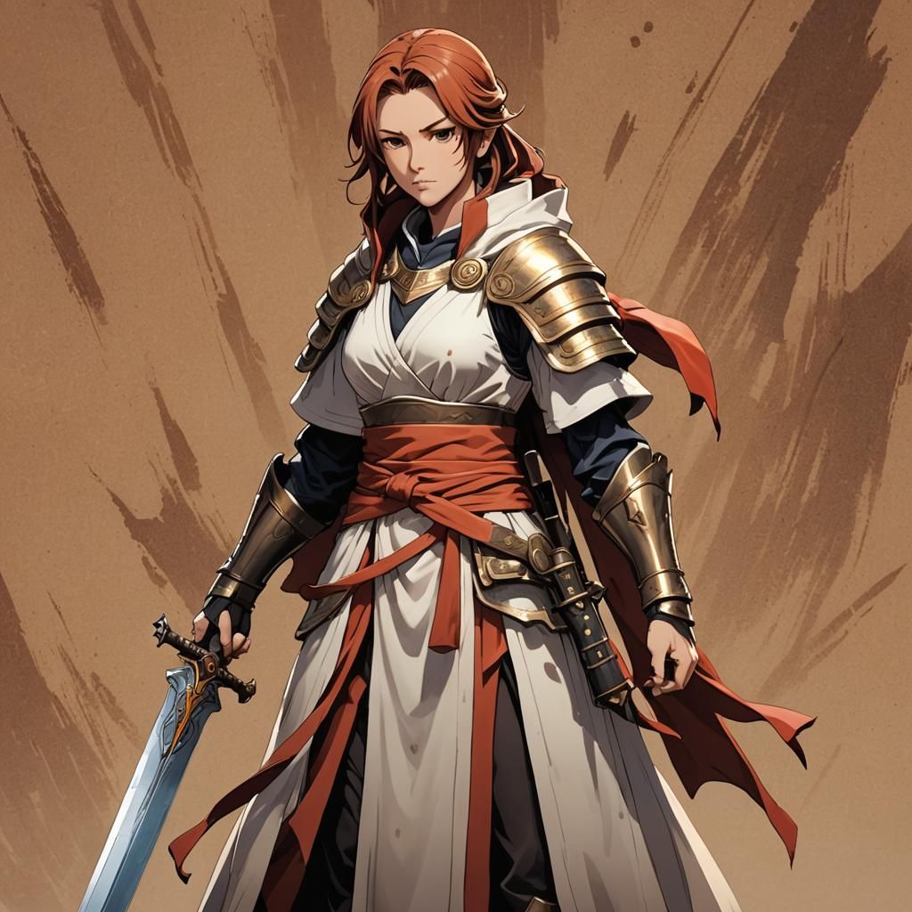 Anime-Style Robed Warrior with Sword