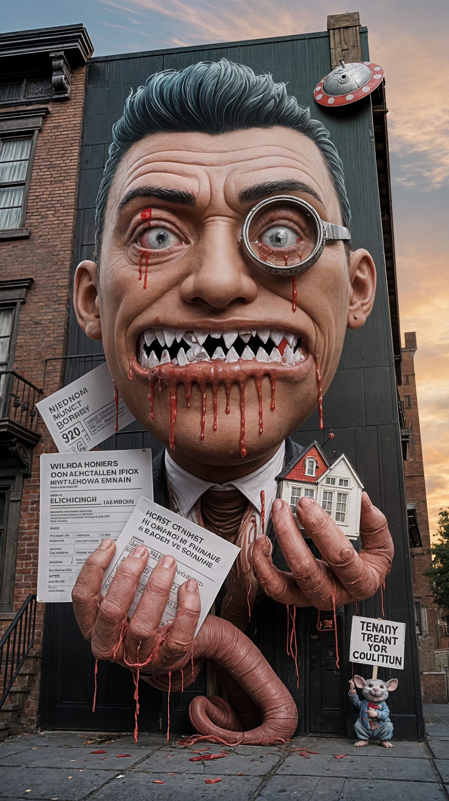 Gentrification Monster, a Gripping Stencil Artwork