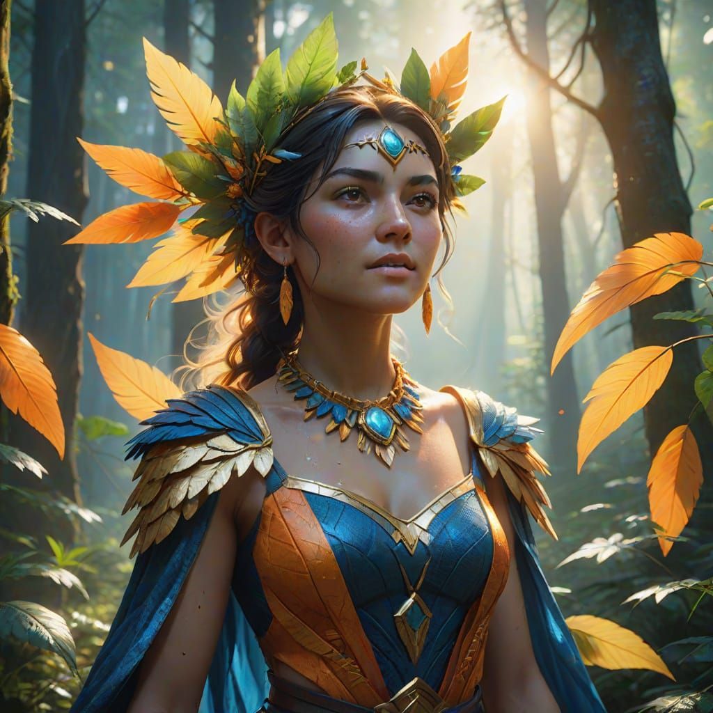 Woman Celebrates Summer Solstice in Lush Forest