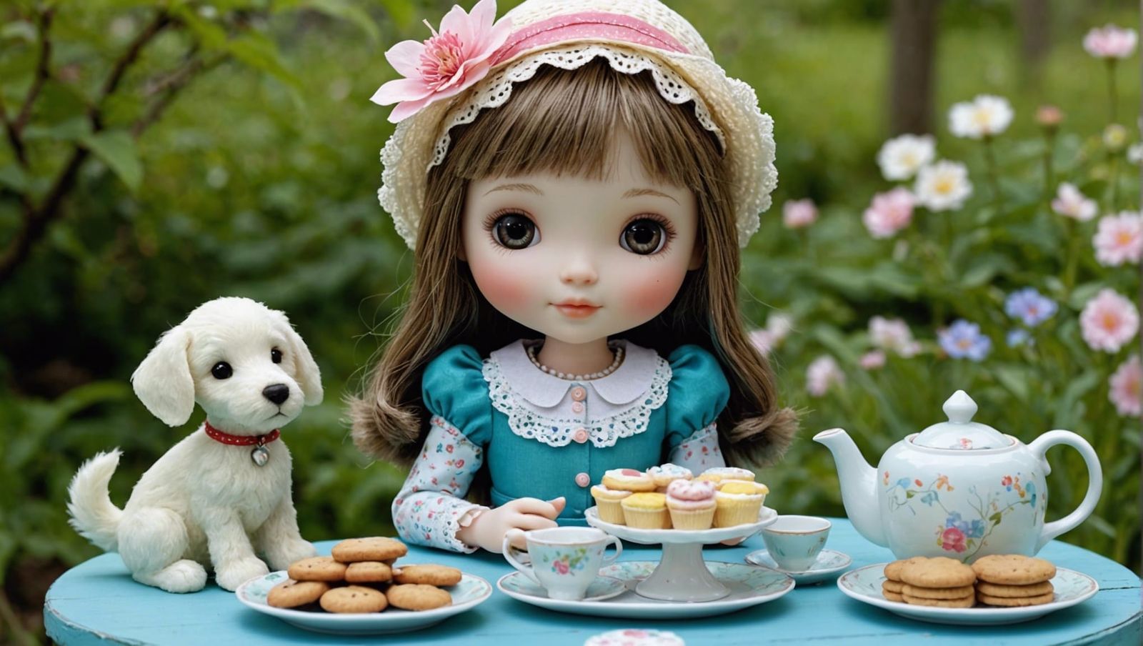 Charming Gorjuss Doll's Sunny Garden Tea Party