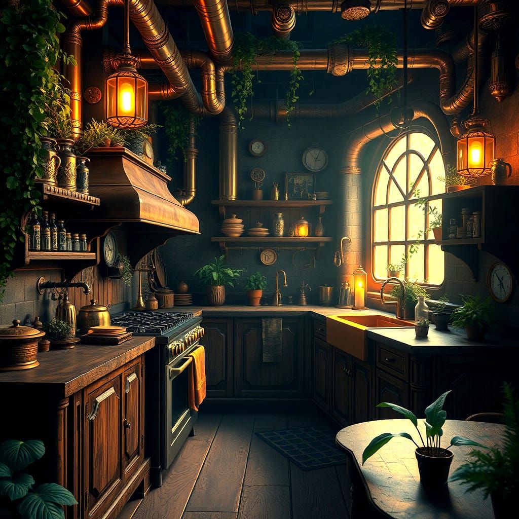 Fantastical Kitchen Concept Art in Detailed Matte Painting