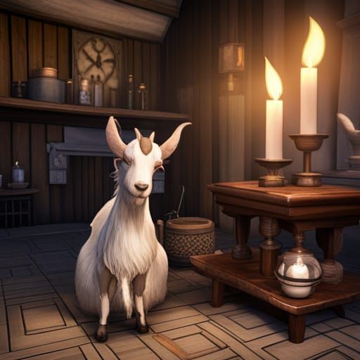 Anthropomorphic Healer Goat in Everdell Style