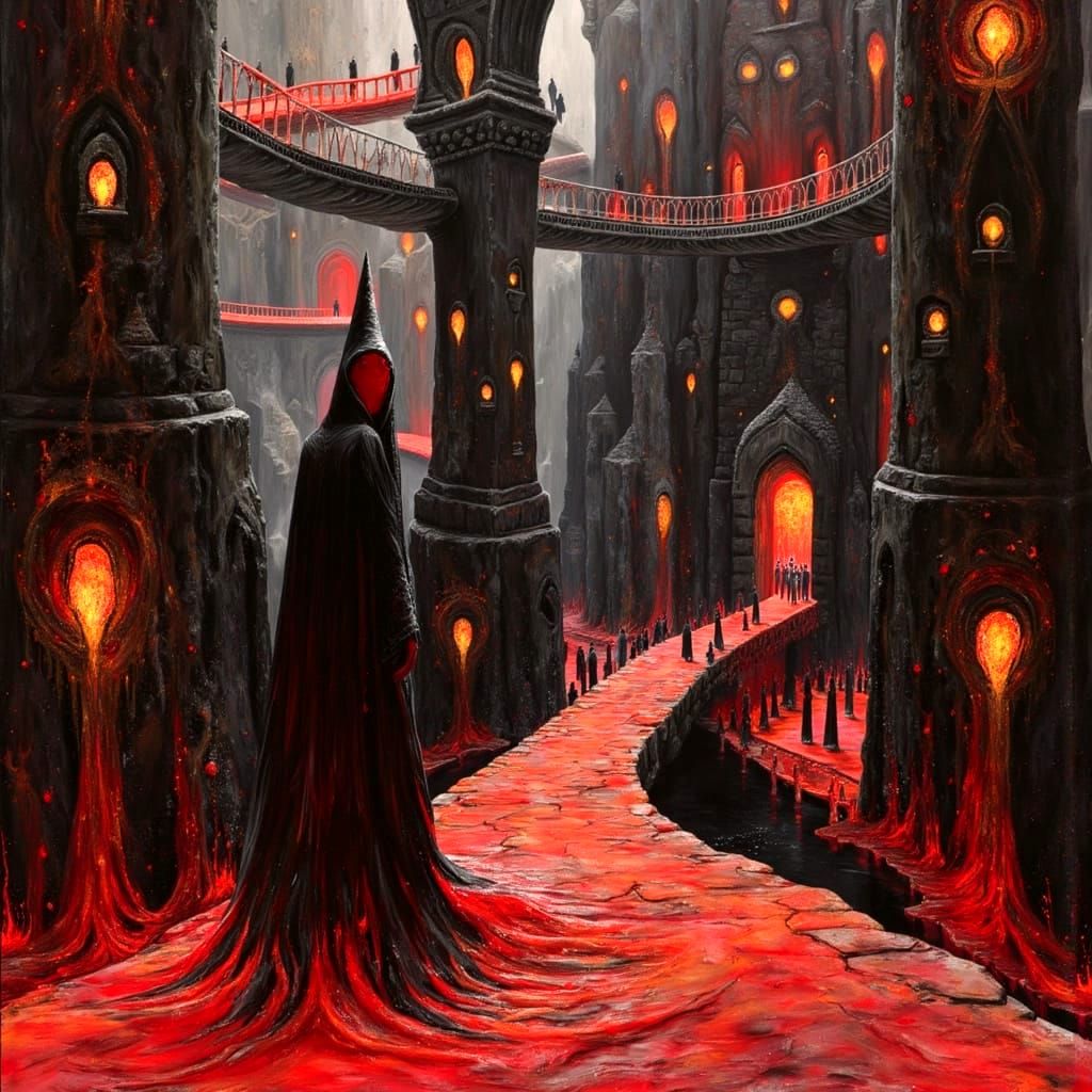 Infernal Realm: A Dark Oil Painting of Hades
