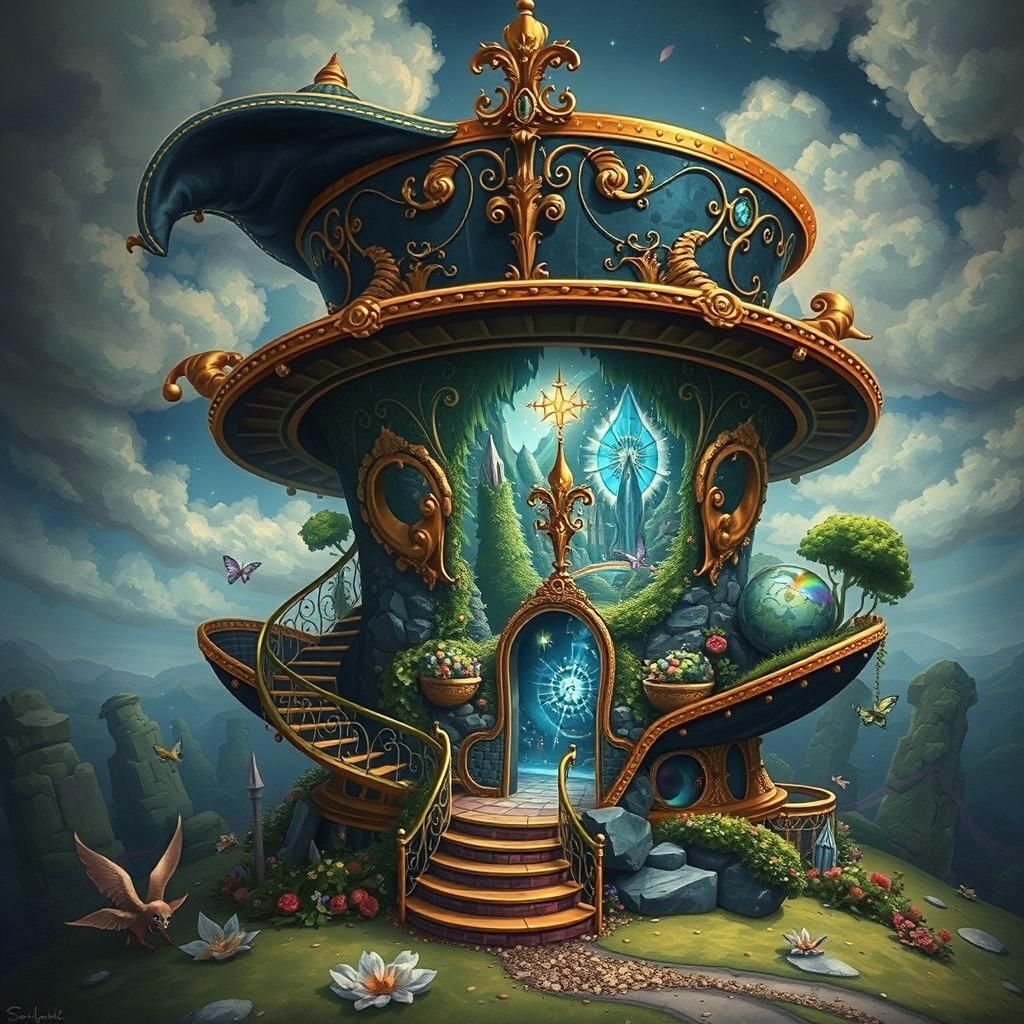 Wizard Of Oz Hat Portal: Surreal Digital Art