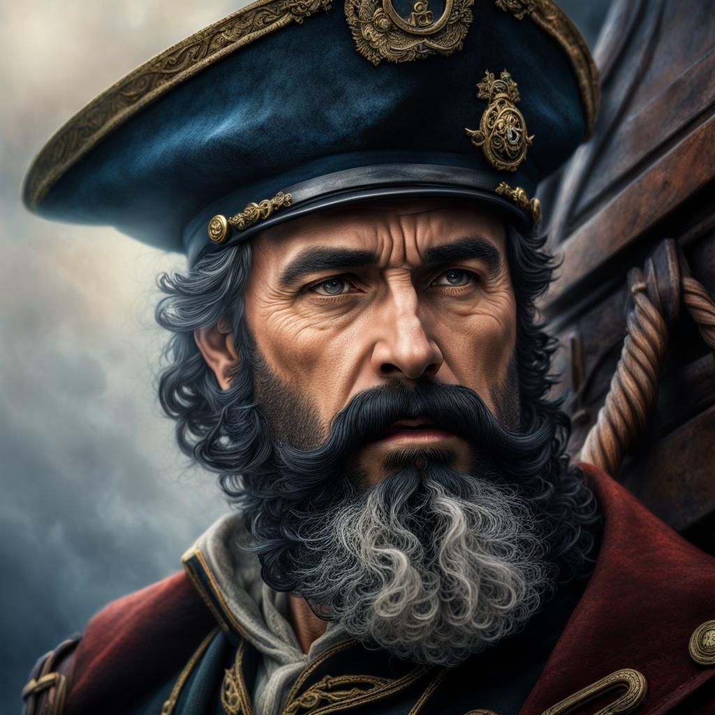 Ship Captain Portrait in Ethereal Fantasy Style