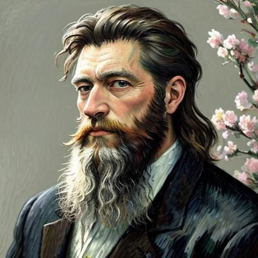 Joseph Roulin Portrait with Flowery Beard in Impressionist S...