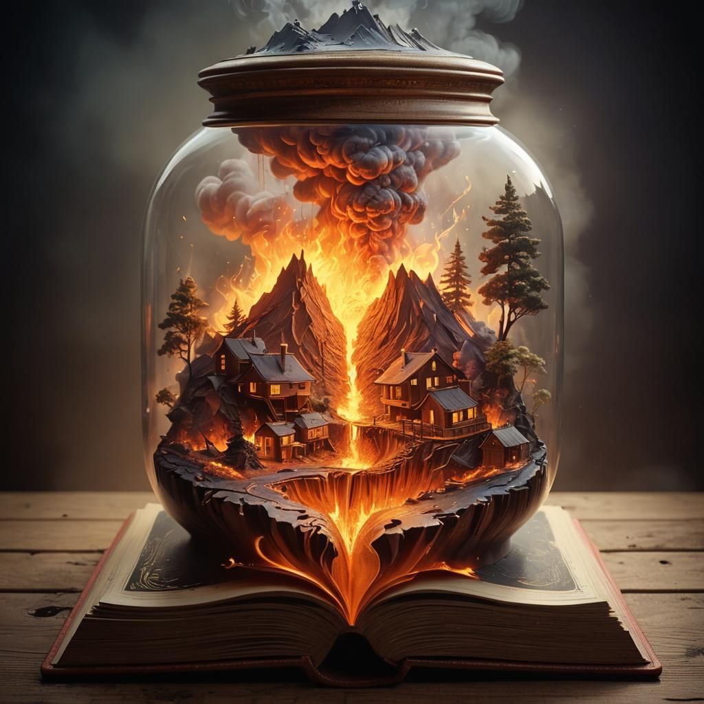 Volcanic Book Unleashes Fury in Dreamlike Illustration