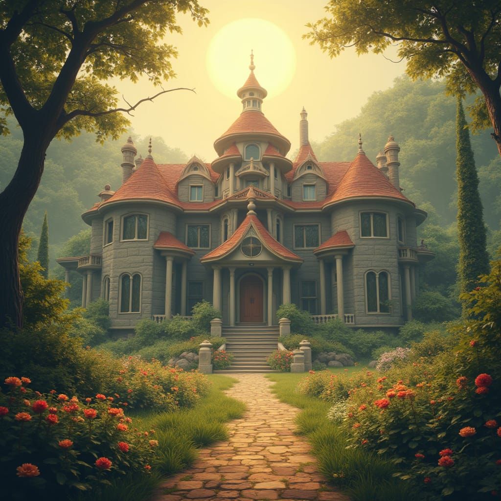 Fantasy Animal Sanctuary with Golden Sunlit Hospital