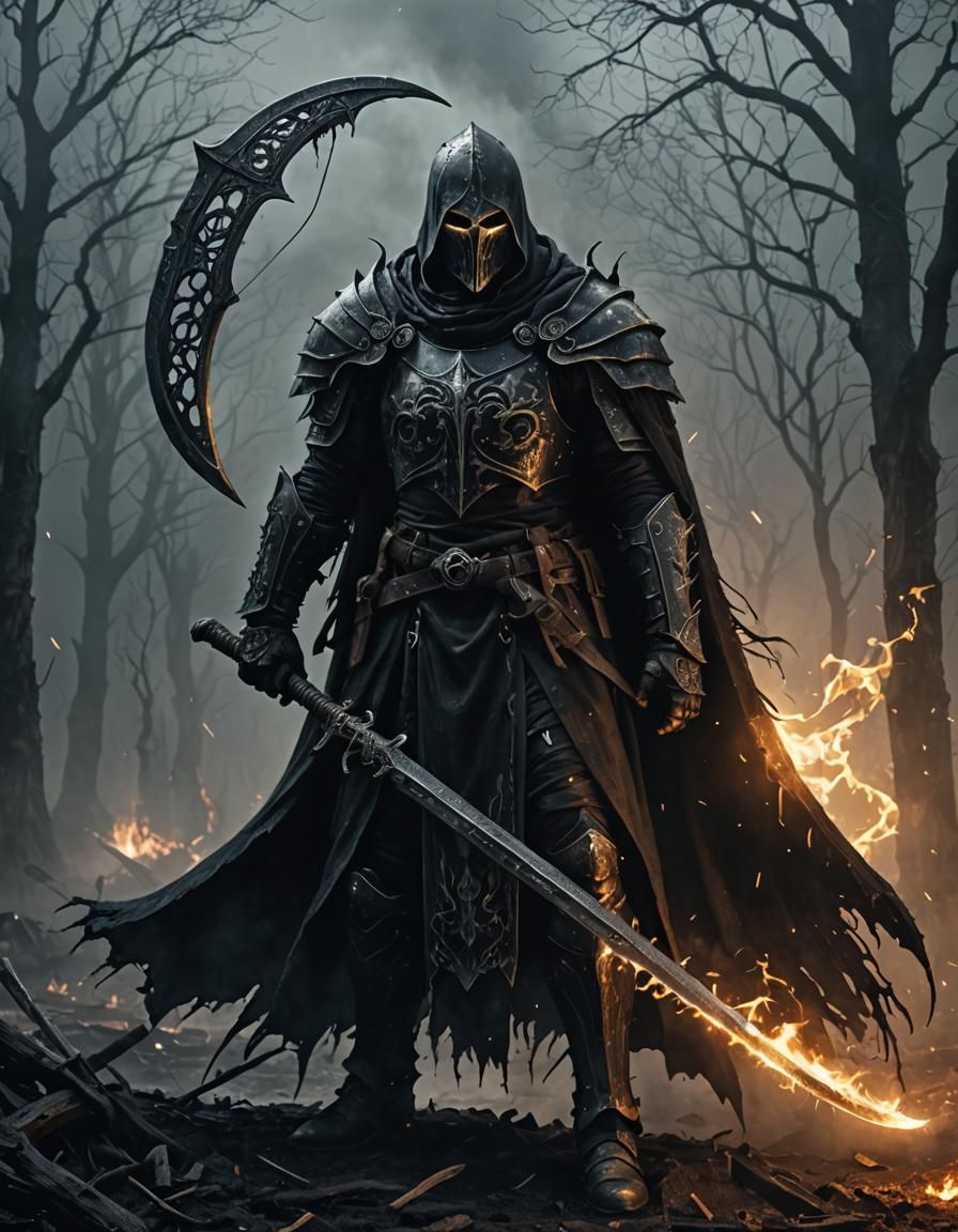 Grim Knight with Scythe in Dark Fantasy Art