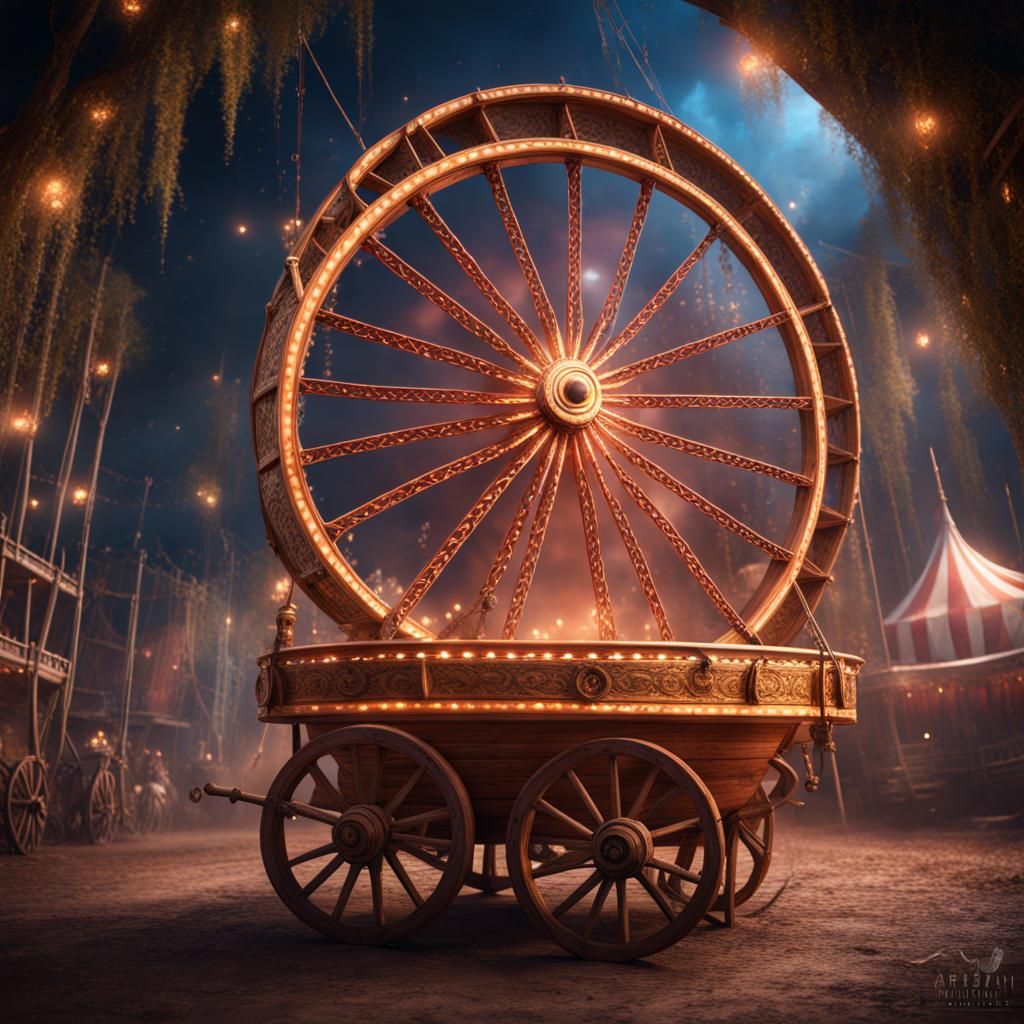 Magic Night Circus on Giant Wheel Wagon