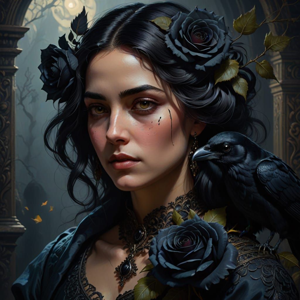 Mysterious Woman with Rose: A Baroque Portrait