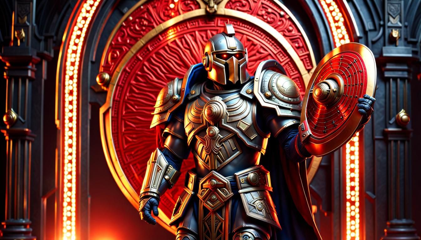 Futuristic Roman Centurion Space Marine in Vibrant Armor