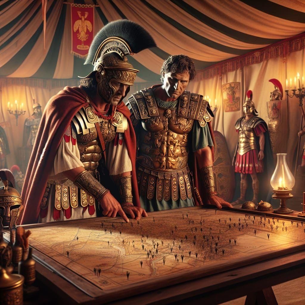 Roman Commanders Plan Strategy in War Tent