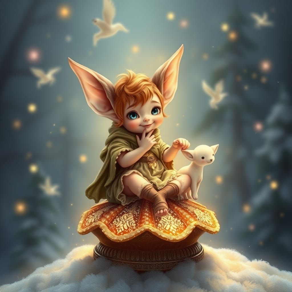 Leprechaun on Pot of Gold at Rainbow's End