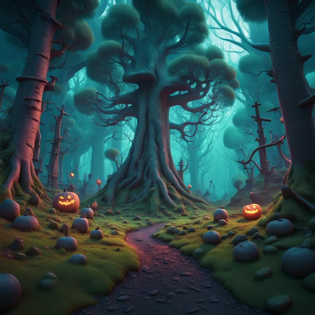 Spooky Forest Concept Art in 3D