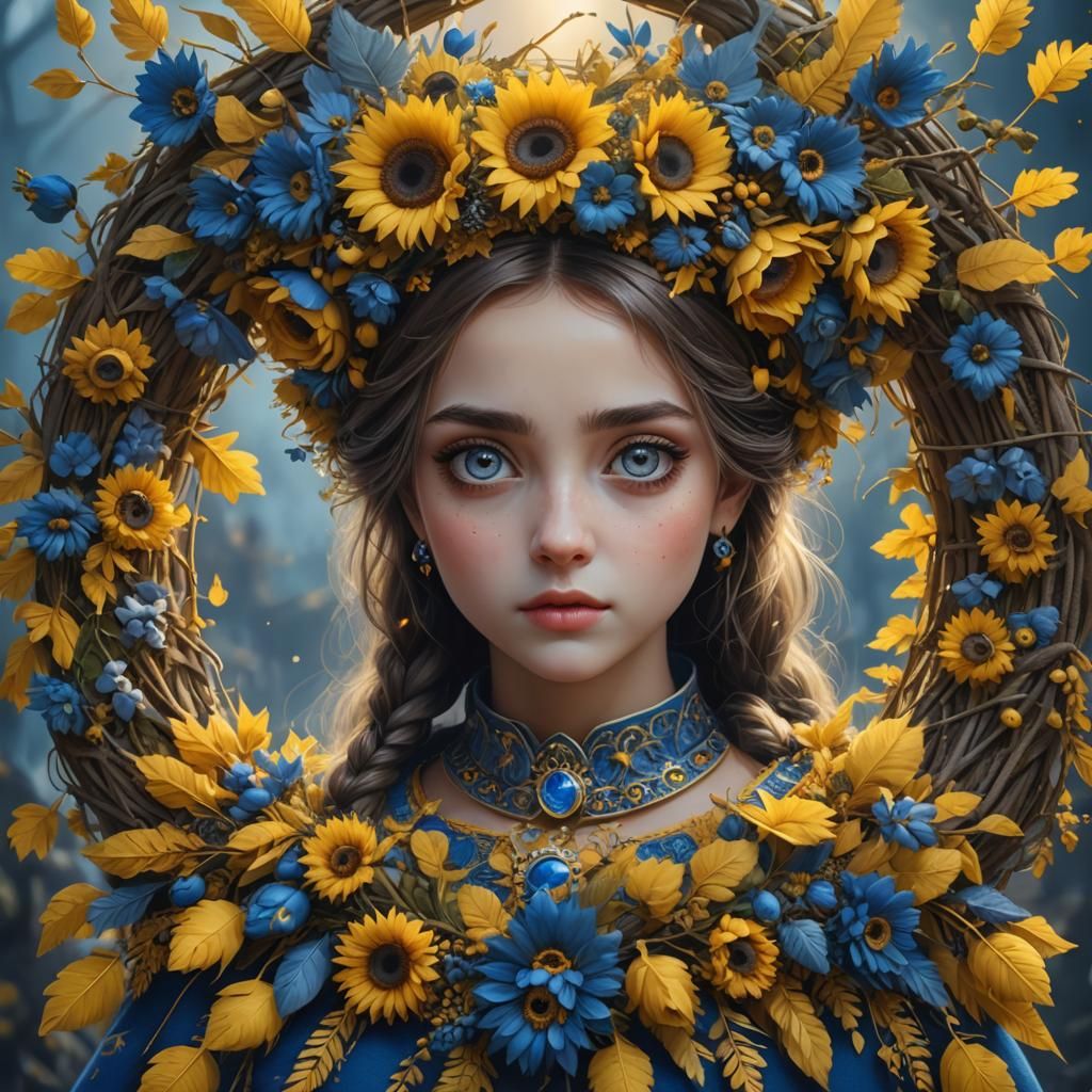 Cute Girl in Wreath: Digital Matte Painting