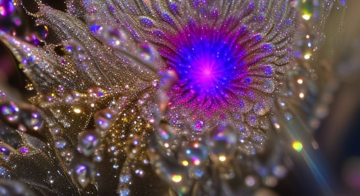 Iridescent Opal Rose with Crystal Details