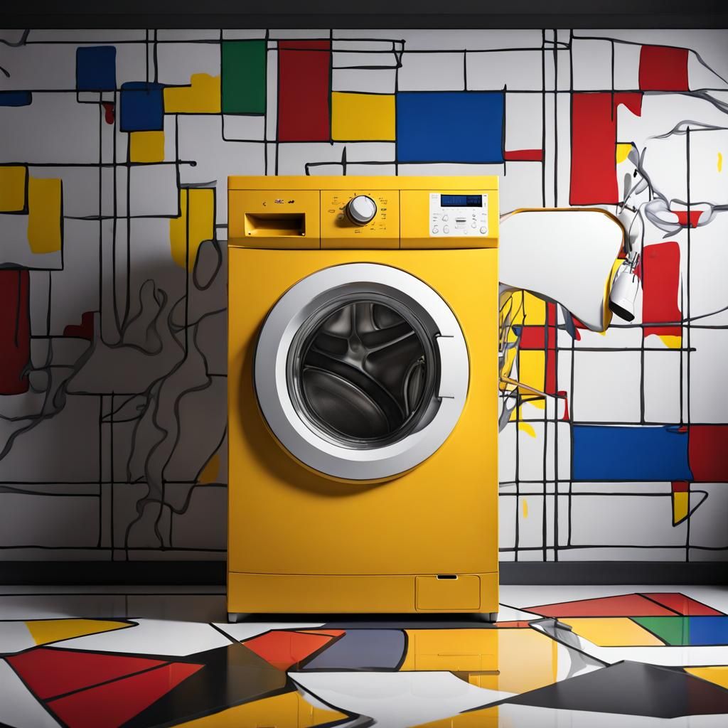 Washing Machine Art: Haring Meets Mondrian