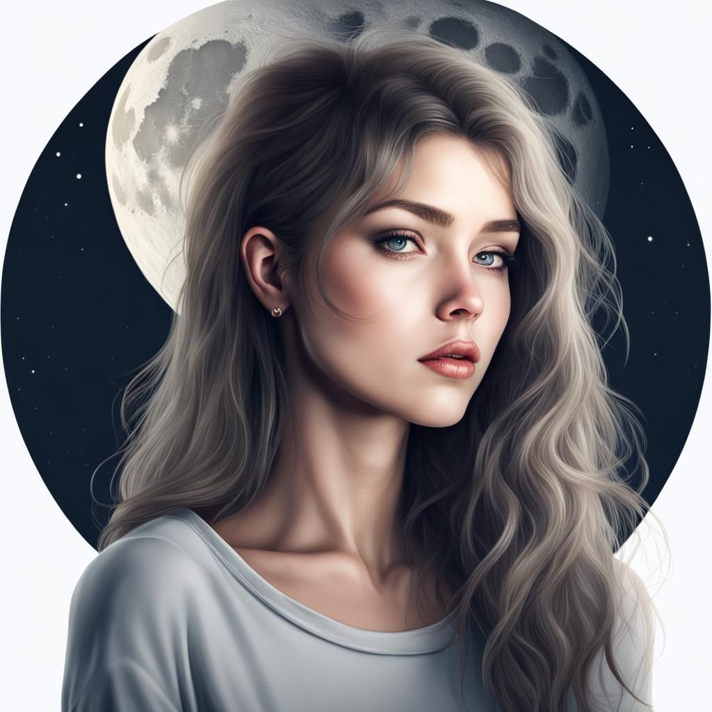 Girl Portrait with Moonlit Backdrop