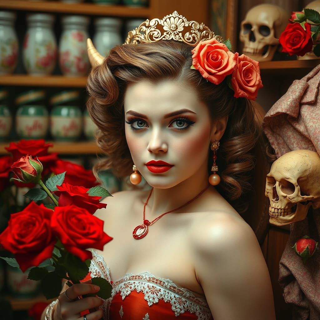 Retro Pin-Up Poster in Ukiyo-e Style