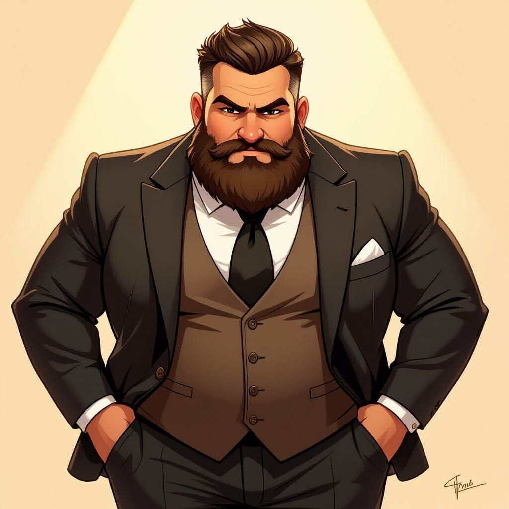 Confident Man in Tailored Suit Illustration