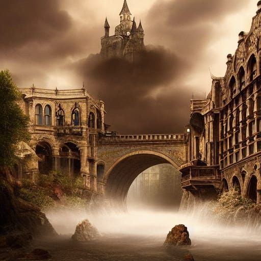 Dramatic Mill in Maximalist Digital Matte Painting
