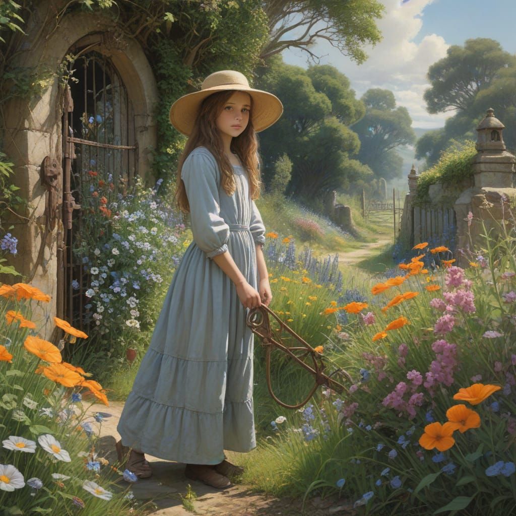 Whimsical Garden Scene in Dreamlike Style