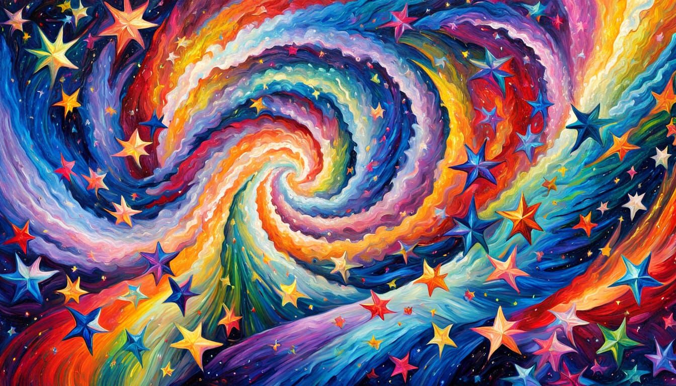 Celestial Whirlpools in Neo-Impressionist Style