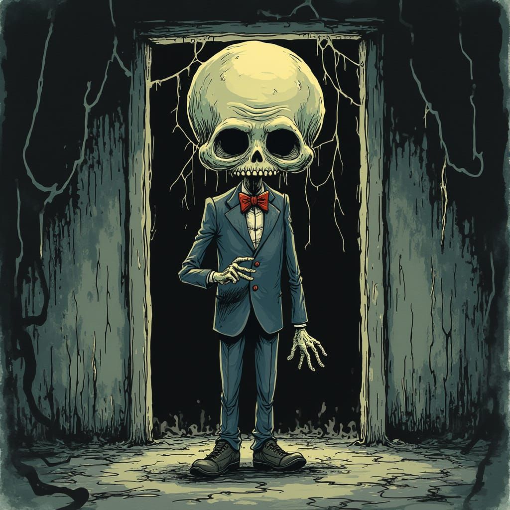 Sarcastic Spooky Figure in Haunted House