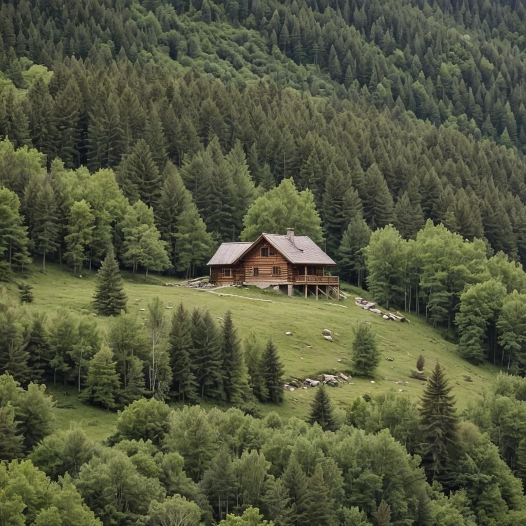 Secluded Log Cabin in Mountain Clearing