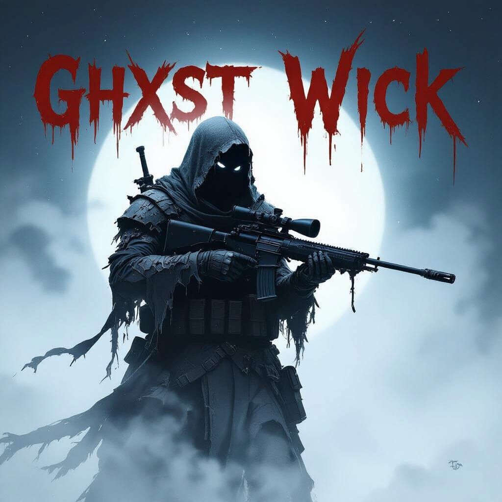 Ghost Soldier with Sniper Rifle at Night