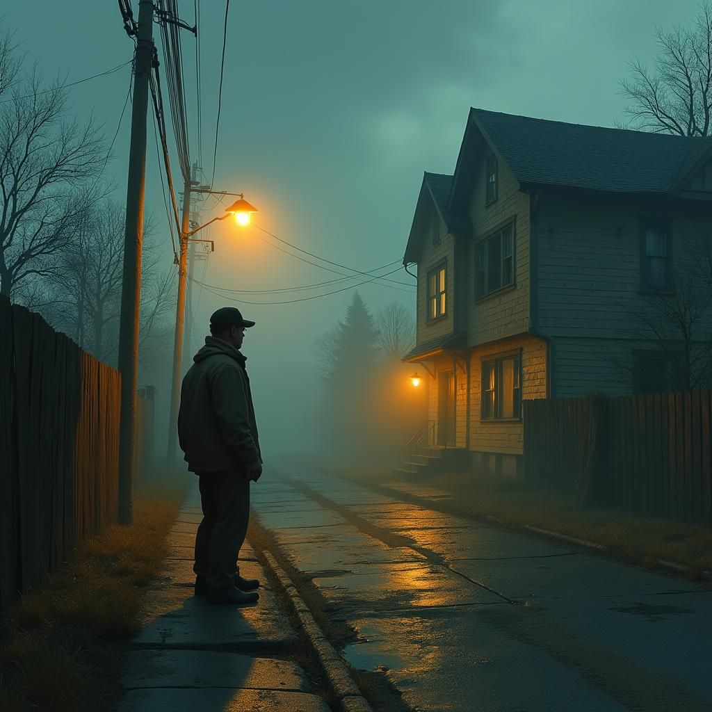 Eerie Suburban Scene in Gothic Landscape Style