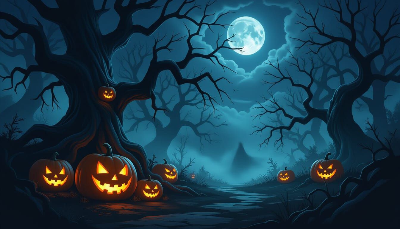 Haunted Halloween Forest at Night
