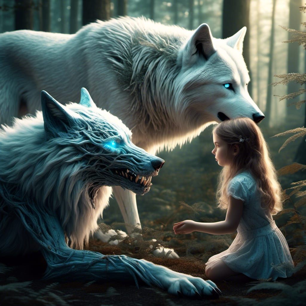 Girl Meets Icy Wolf Spirit in Forest