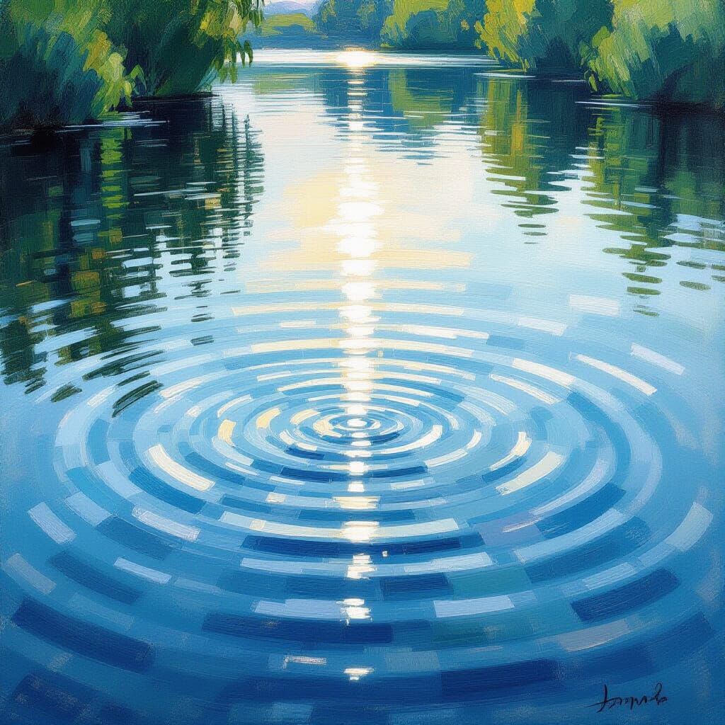 Calm Rippling Water Surface with Soft Light