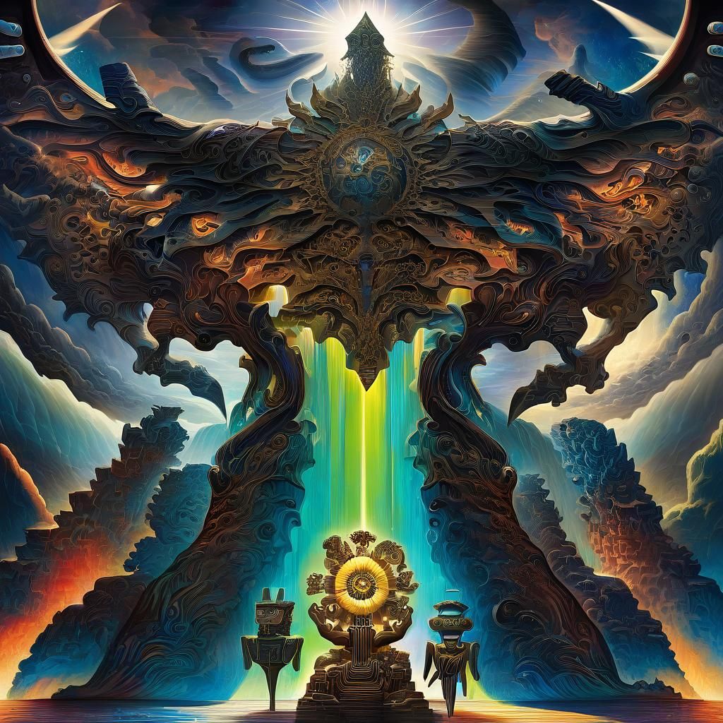 Surreal Divine Figure Reaching Down, Digital Art