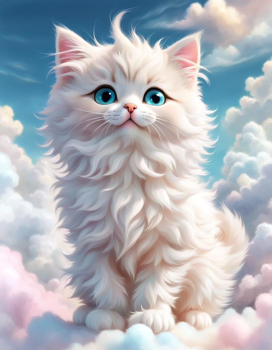 Fluffiest Cloud Kitten: Hyper-Realistic Digital Art