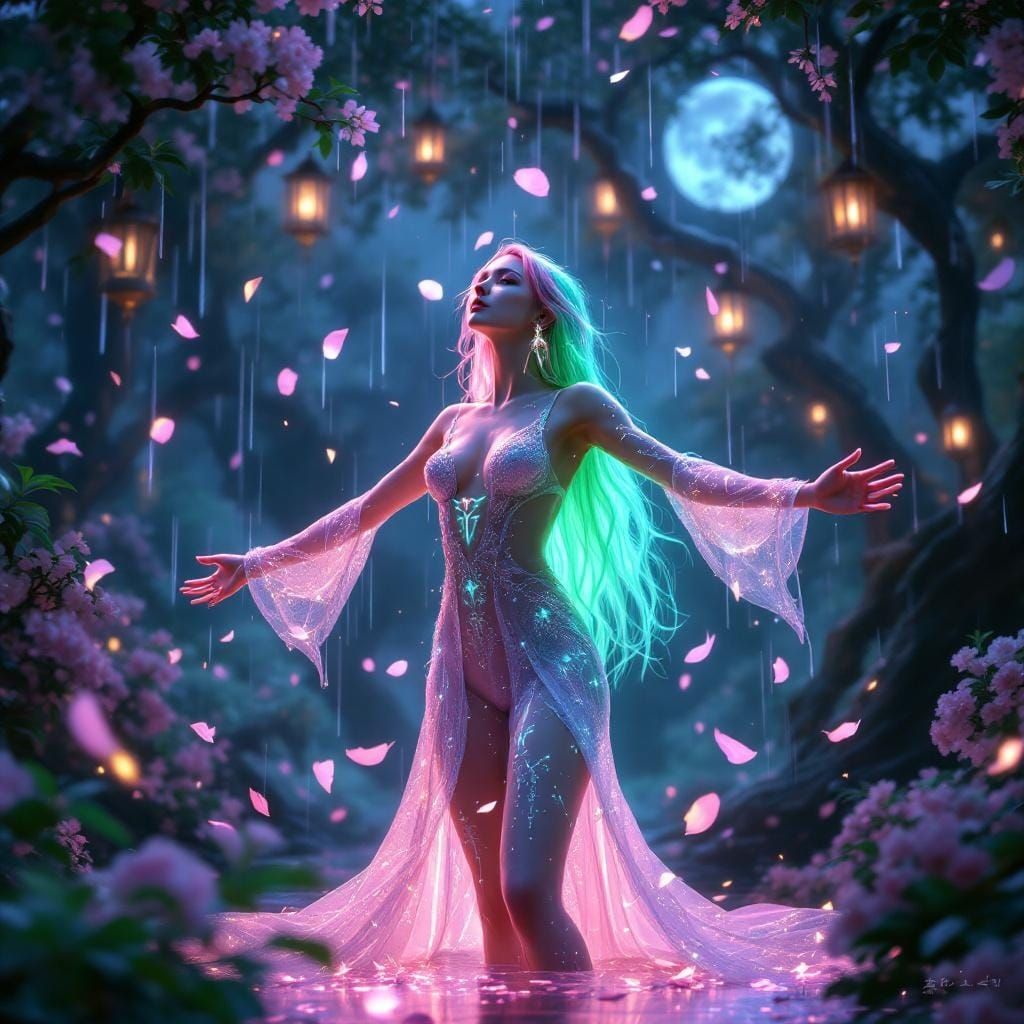 Mitsuri Kanroji in Enchanted Rain, 3D Render