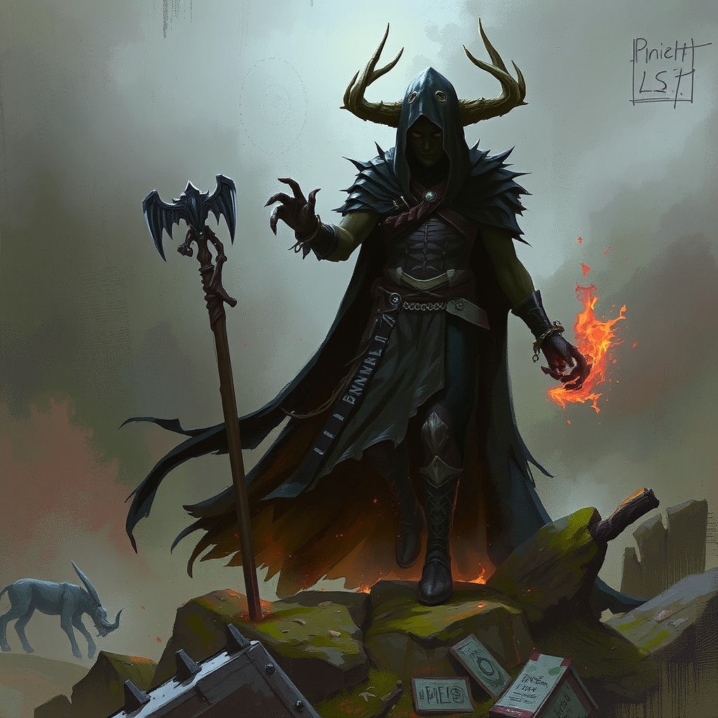 Sinister Runecaster in Dark Fantasy Style