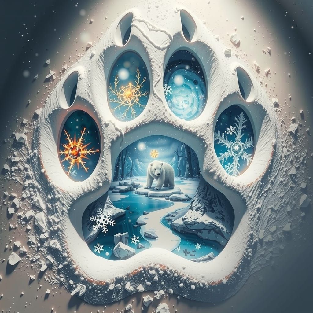 Majestic Polar Bear in Serene Winter Landscape