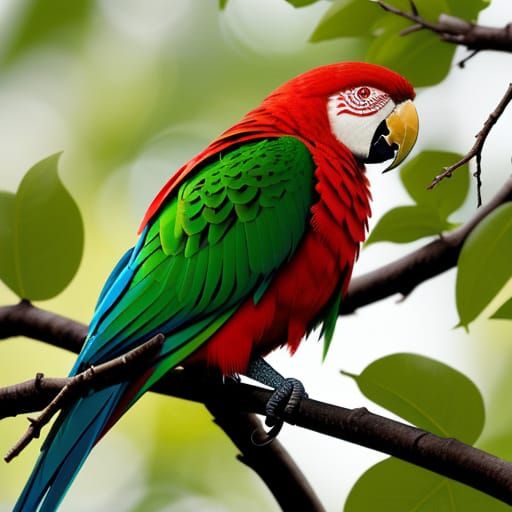 Vibrant Tropical Parrot Perched on a Branch