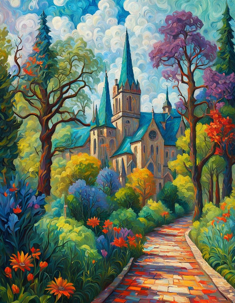 Colorful Impasto Painting in Expressionist Style