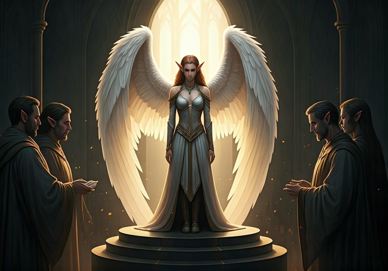 Elven Lady Awarded Angel Wings in Digital Art