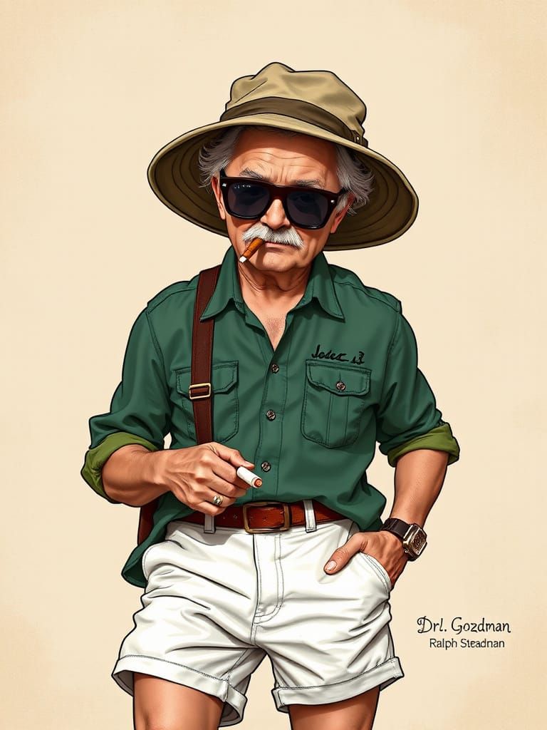 Ralph Steadman-Inspired Dr. Gonzo Cartoon Portrait